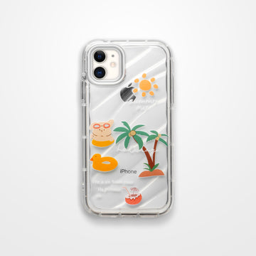 Cute Beach Printed Transparent Back Cover for Apple iPhone 12