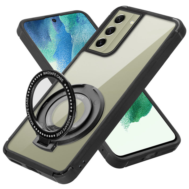 Silicone Grip Clear Case Ring Holder Kickstand For Samsung S21 FE 5G Silicone Grip Clear Case Ring Holder Kickstand For Samsung S21 FE 5G