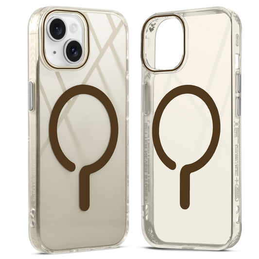 360° Airbag Protection Jelly Transparent MagSafe Compatible Back Case For Apple iPhone 15 with Metal Finish Buttons