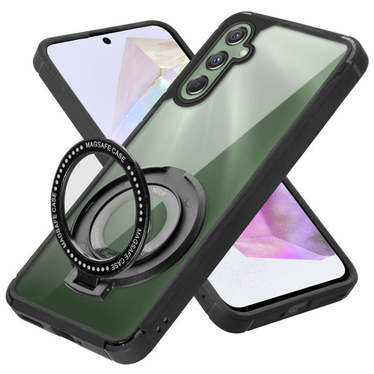 Silicone Grip Clear Case Ring Holder Kickstand For Samsung A35 5G