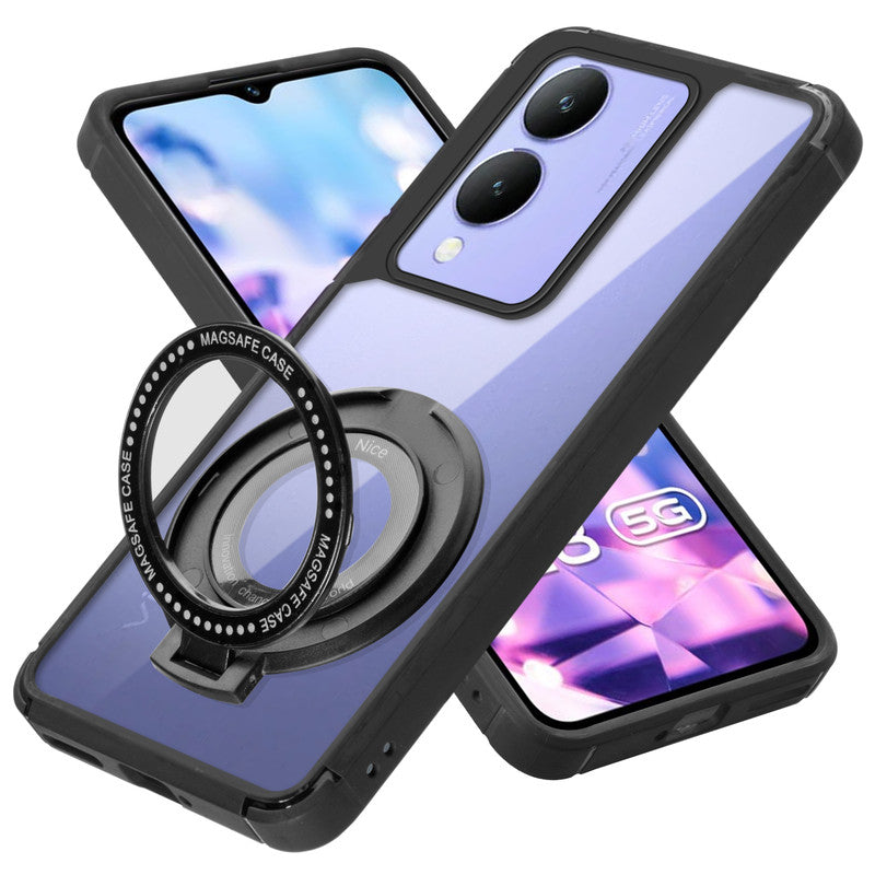 Silicone Grip Clear Case Ring Holder Kickstand For Vivo Y28 5G