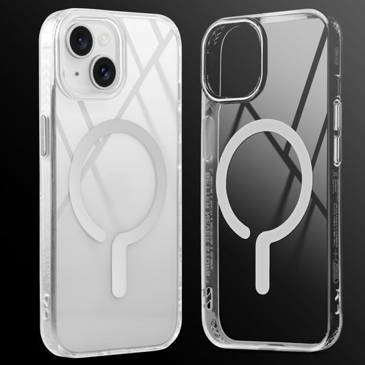360° Airbag Protection Jelly Transparent MagSafe Compatible Back Case For Apple iPhone 15 with Metal Finish Buttons