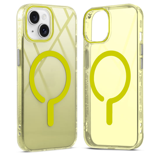 360° Airbag Protection Jelly Transparent MagSafe Compatible Back Case For Apple iPhone 15 with Metal Finish Buttons