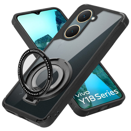 Silicone Grip Clear Case Ring Holder Kickstand For Vivo Y18