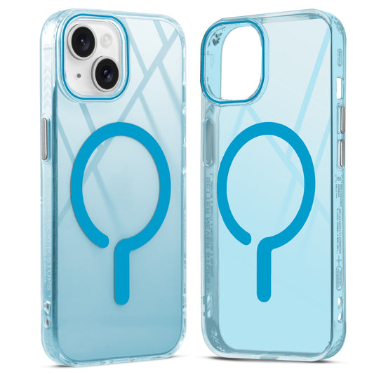 360° Airbag Protection Jelly Transparent MagSafe Compatible Back Case For Apple iPhone 15 with Metal Finish Buttons