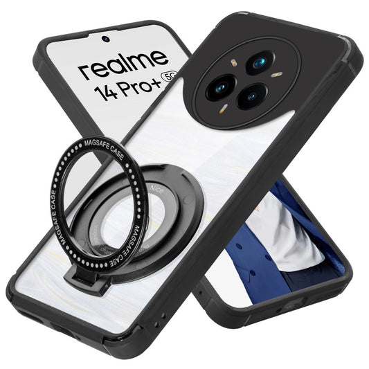 Silicone Grip Clear Case Ring Holder Kickstand For Realme 14 Pro Plus 5G