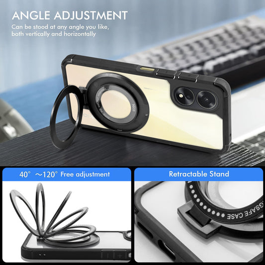 Silicone Grip Clear Case Ring Holder Kickstand For Oppo A38 4G