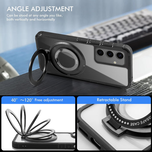 Silicone Grip Clear Case Ring Holder Kickstand For Samsung S24 5G