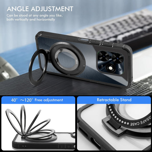 Silicone Grip Clear Case Ring Holder Kickstand For Tecno Spark Go 2024