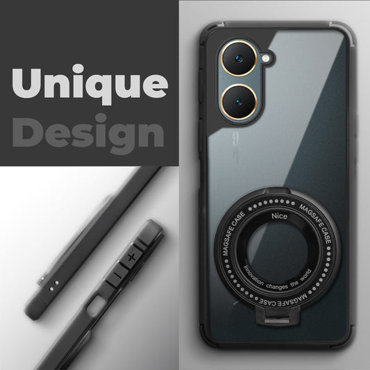 Silicone Grip Clear Case Ring Holder Kickstand For Vivo Y18