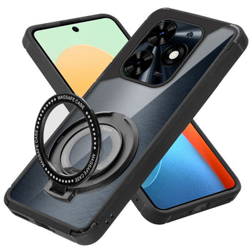 Silicone Frame Transparent Hard Back With Holder Kickstand Case For Techno Spark Go 2024