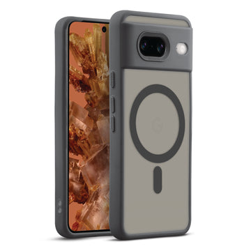 Textured Metal Ring Camera With Magsafe Compatible Smoky Back Case For Google Pixel 8