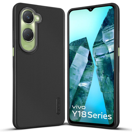 Dotted Silicon With Matt Ring Camera Protection Back Case Cover for Vivo Y18