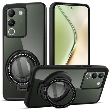 Soft Frame Clear Case Ring Holder Kickstand For Vivo Y200 5G