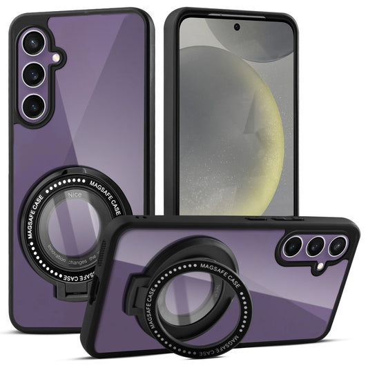 Soft Frame Clear Case Ring Holder Kickstand For Samsung S24 5G