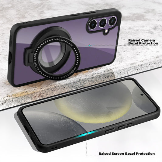 Soft Frame Clear Case Ring Holder Kickstand For Samsung S24 5G