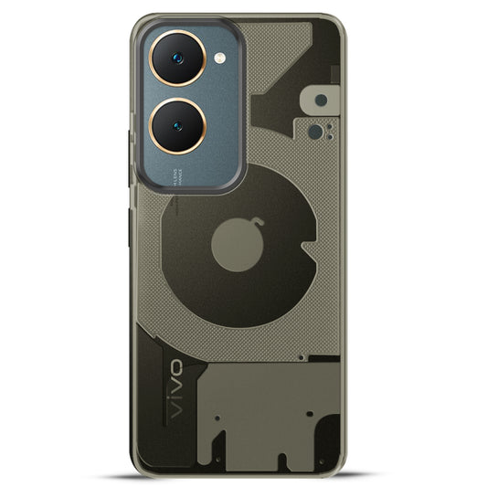 Soft Transparent Slim Fit Frosted Silicone TPU With Grey Matte Ring Camera Protection Back Cover for Vivo Y18