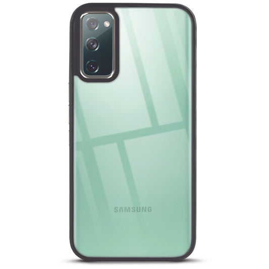 Premium Silicone Frame with Clear Back & Silver Camera Ring Back Case Cover For Samsung S20 FE 5G