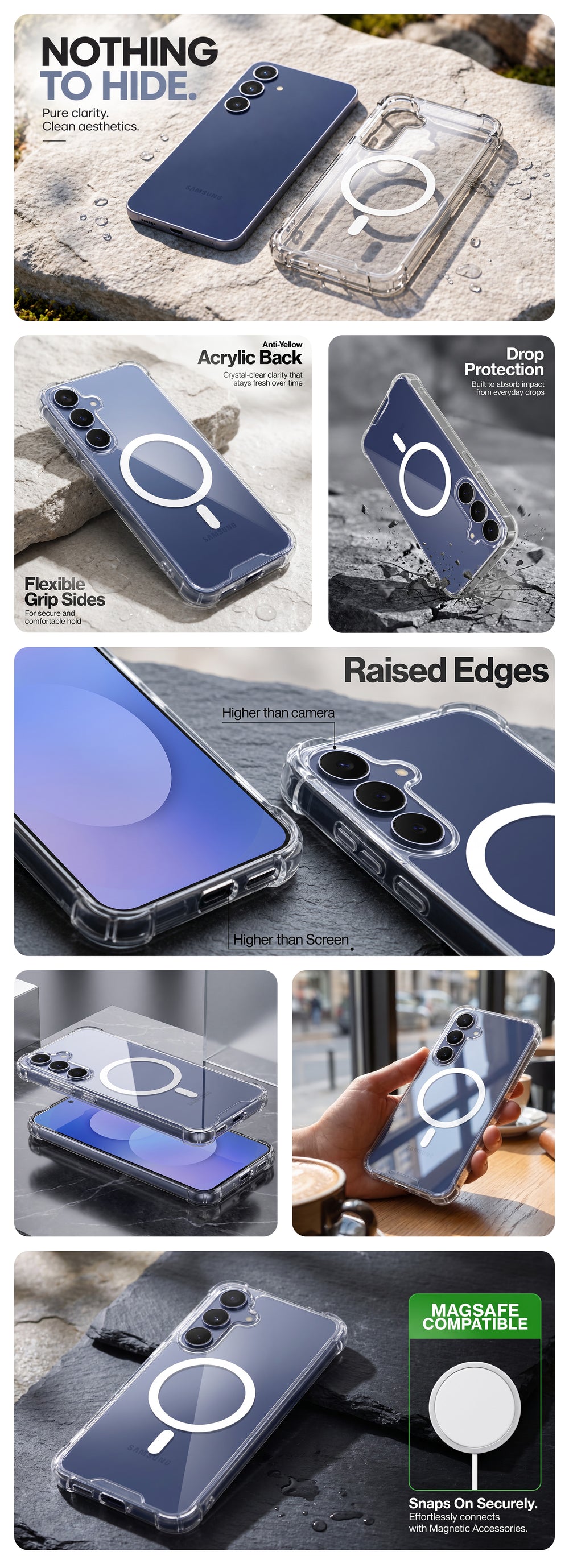 Shockproof Hybrid Magnetic Case for Vivo V70 5G with Hard Back & Soft Bumper