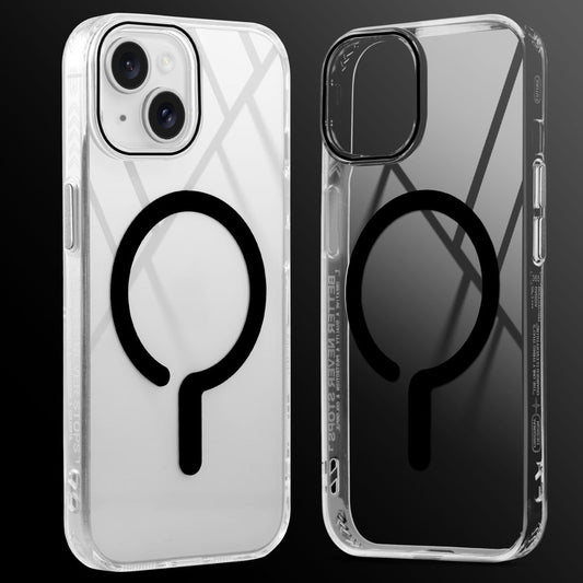 Crystal Clear Airbag Bumper MagSafe Compatible Back Case For Apple iPhone 15 with Metal Finish Buttons