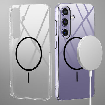Crystal Clear Transparent Hard Back Anti-Yellowing with MagSafe Compatibility Phone Case For Samsung S24 5G