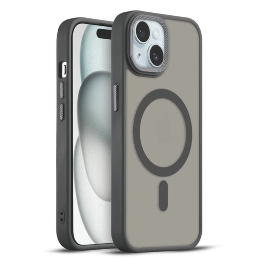 Textured Metal Ring Magsafe Back Case For Apple iPhone 15