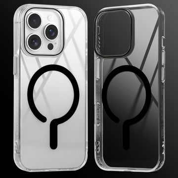 Crystal Clear Airbag Bumper MagSafe Compatible Back Case For Apple iPhone 14 Pro with Metal Finish Buttons