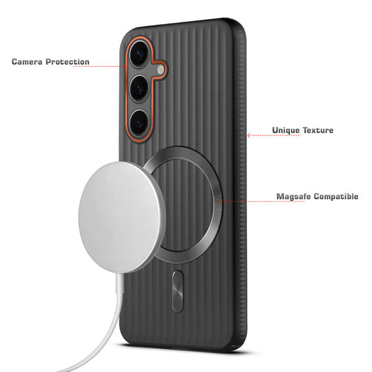 Titanium Grid Armor Hard Back Case For Samsung S24 5G, With Magsafe Compatible