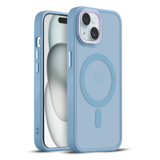 Textured Metal Ring Magsafe Back Case For Apple iPhone 15