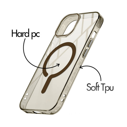 360° Airbag Protection Jelly Transparent MagSafe Compatible Back Case For Apple iPhone 15 with Metal Finish Buttons