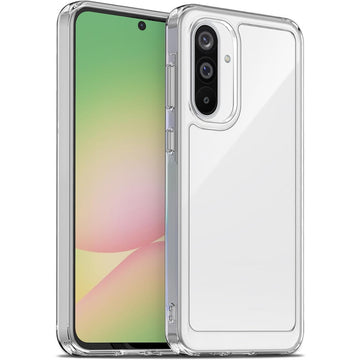 Minimalist Transparent Hard Case For Samsung F16 5G with Silver Button Detailing & Camera Protection Edges