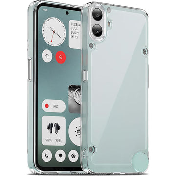 Minimalist Transparent Hard Case For CMF Nothing Phone 1 with Silver Button Detailing & Camera Protection Edges