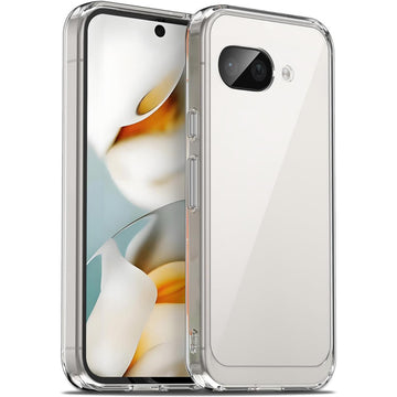 Minimalist Transparent Hard Case For Google Pixel 9A with Silver Button Detailing & Camera Protection Edges