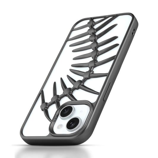 Spine Guard theme Fish Bone Textured Silicone Back Cover for Apple iPhone 15