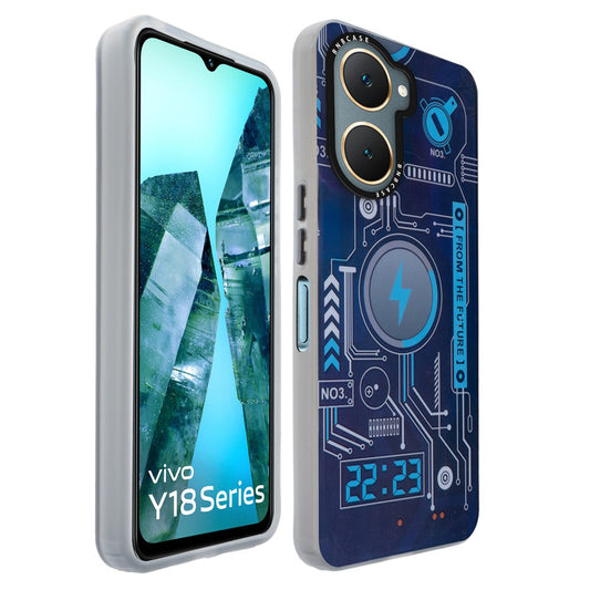 Colorful Reflective Circuit Prints Hard Back Protector Case For Vivo Y18
