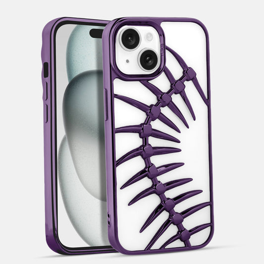 Spine Guard theme Fish Bone Textured Silicone Back Cover for Apple iPhone 15