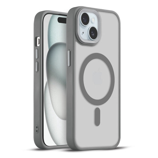 Textured Metal Ring Magsafe Back Case For Apple iPhone 15