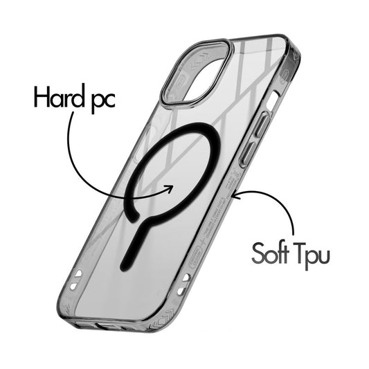 360° Airbag Protection Jelly Transparent MagSafe Compatible Back Case For Apple iPhone 15 with Metal Finish Buttons