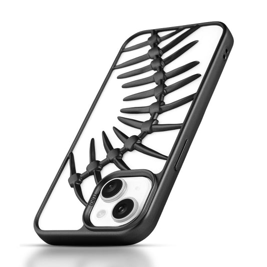 Spine Guard theme Fish Bone Textured Silicone Back Cover for Apple iPhone 15