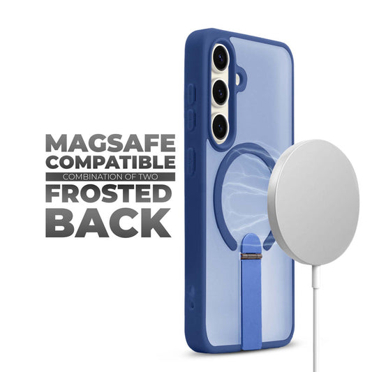3-in-1 Frosted Back Case for Samsung S24 5G with Magnetic Support, Vertical Stand & Silicone Grip