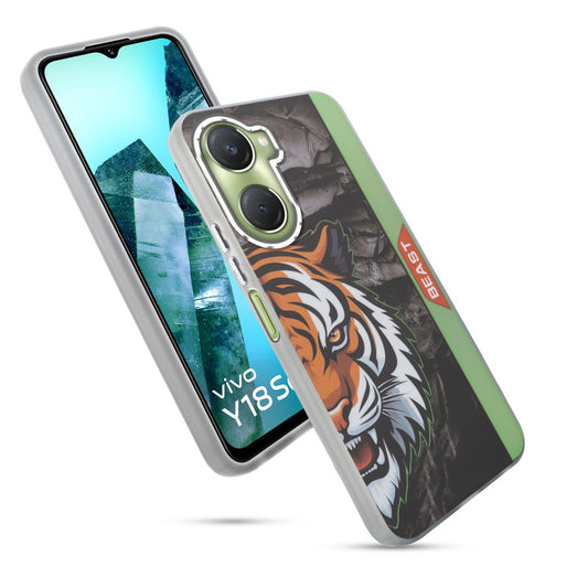 Beast Mode Animal Printed Back Case For Vivo Y18 With Hard Back & Glow Effect