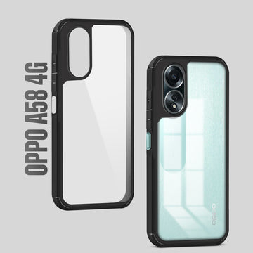 Silicone Frame Transparent Hard Back Cover for Oppo A58 4G