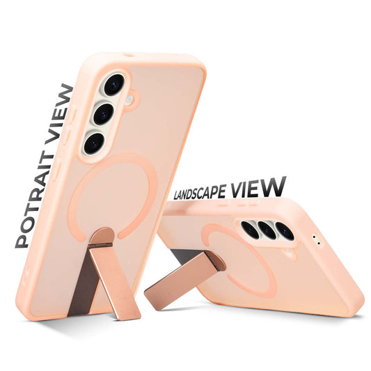 3-in-1 Frosted Back Case for Samsung S24 5G with Magnetic Support, Vertical Stand & Silicone Grip