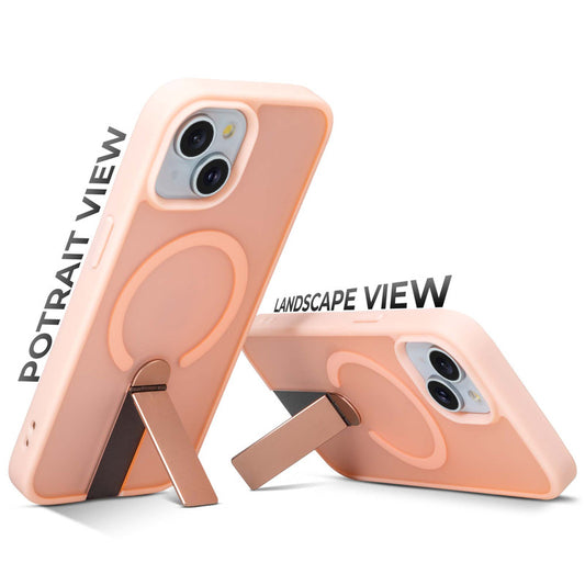3-in-1 Frosted Back Case for Apple iPhone 15 with Magnetic Support, Vertical Stand & Silicone Grip