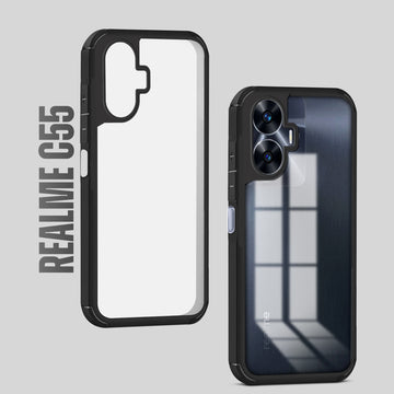 Silicone Frame Transparent Hard Back Cover for Realme C55