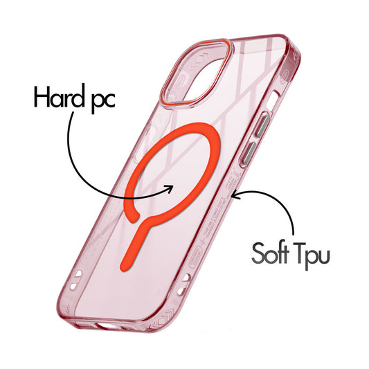 360° Airbag Protection Jelly Transparent MagSafe Compatible Back Case For Apple iPhone 15 with Metal Finish Buttons