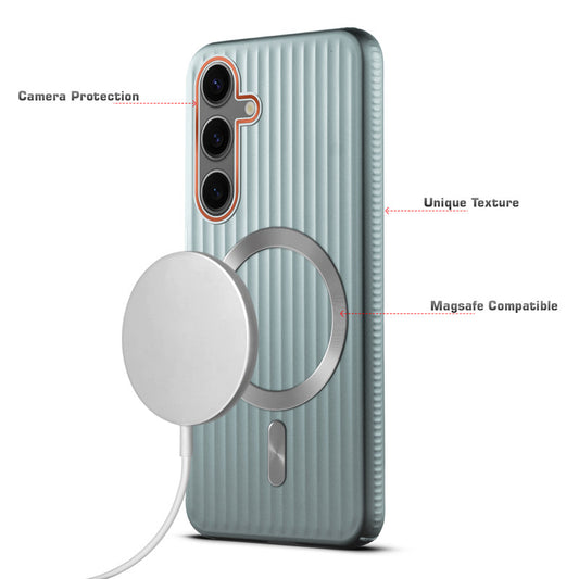Titanium Grid Armor Hard Back Case For Samsung S24 5G, With Magsafe Compatible