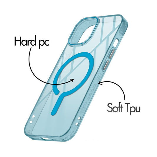 360° Airbag Protection Jelly Transparent MagSafe Compatible Back Case For Apple iPhone 15 with Metal Finish Buttons