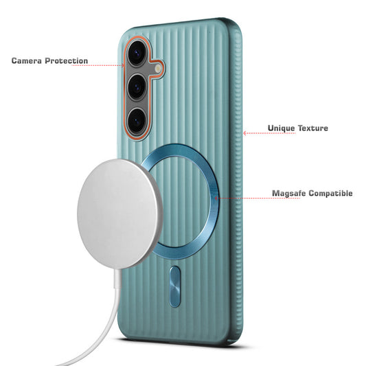 Titanium Grid Armor Hard Back Case For Samsung S24 5G, With Magsafe Compatible