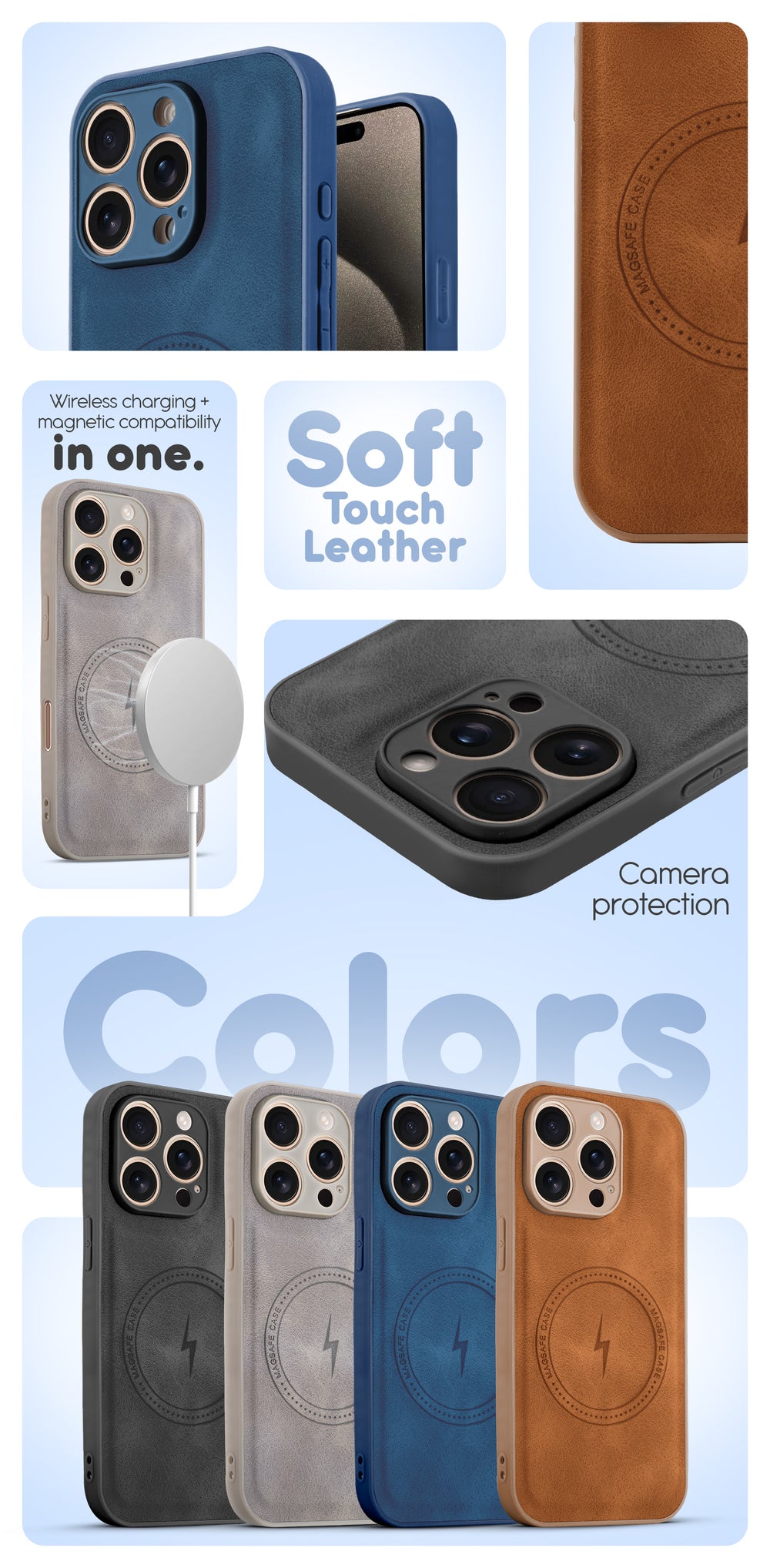Refined PU Leather Case for Apple iPhone 15 Pro Max